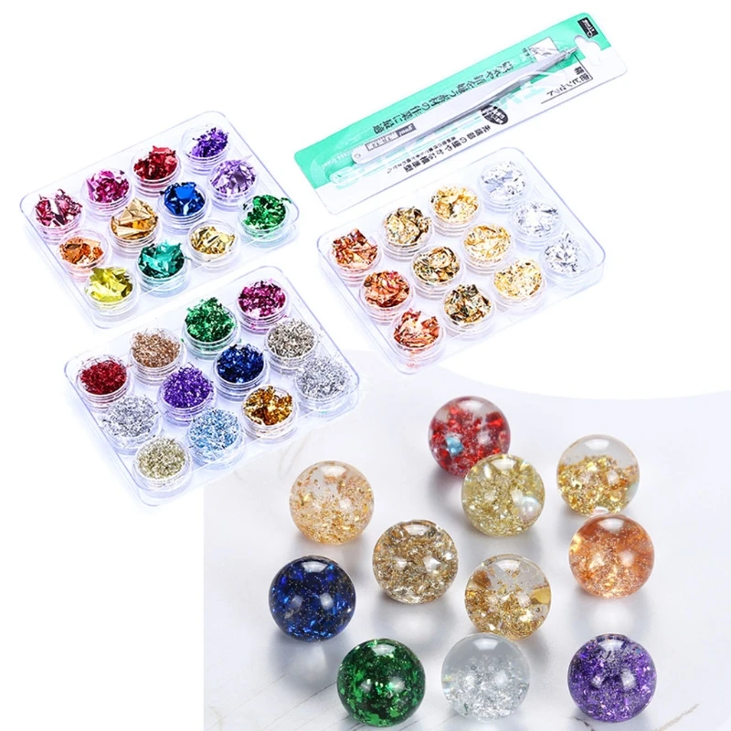 

Large Pack Foil Decorative Paper Glitter Metallic Foil Flakes Sequins Resin Mold Fillings Materials Resin Jewelry Making