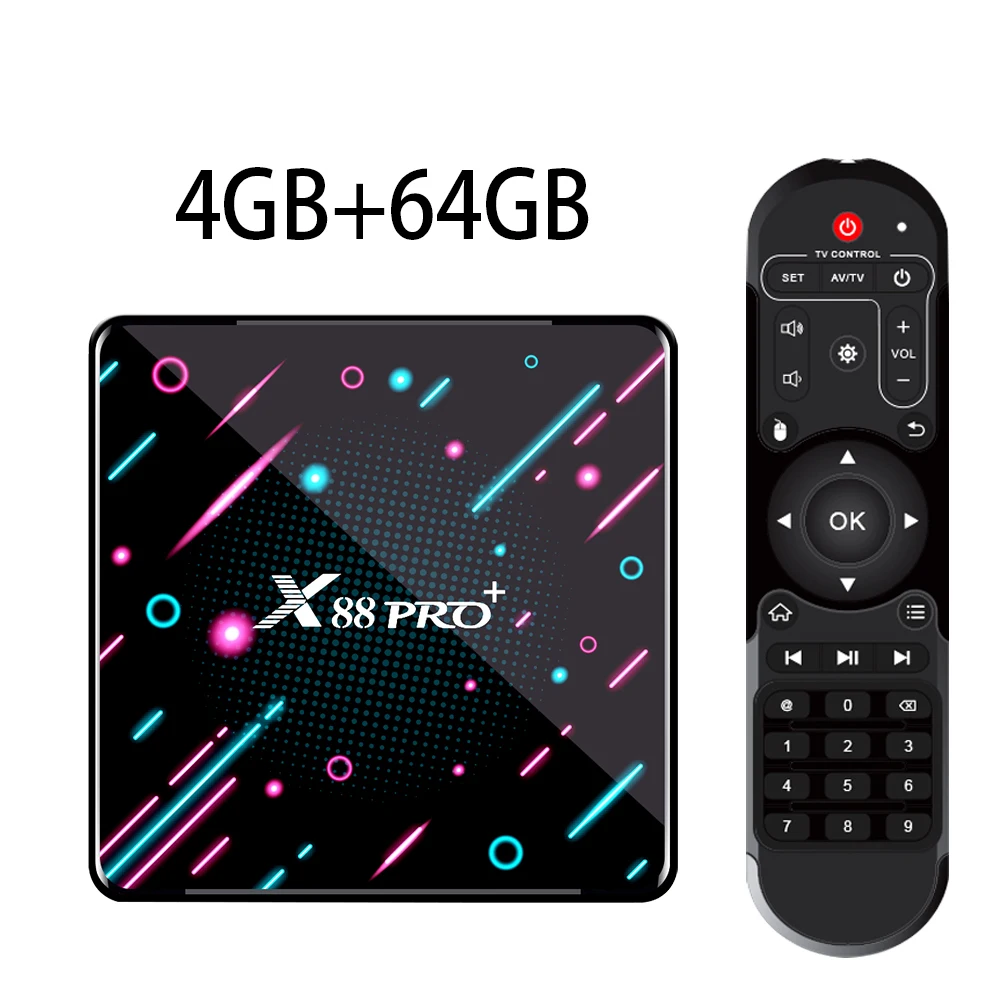 64G tv box Transpeed RGB светильник Android 9,0 Восьмиядерный ТВ приставка X88 PRO+ RK3368 4K wifi 4GB 32GB 64GB 128GB Youtube Netflix IP tv игровая приставка - Цвет: 64G tv box