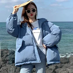 New Womens Coats Blue Jackets Hooded Coat Thick Cotton Parkas Oversized Jacket Female