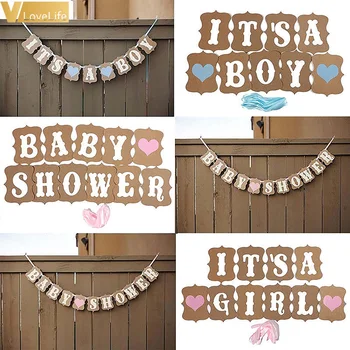 

1pc Baby Shower It's a Boy Snd Girl Banner Candy Bar Bunting Signs Candy Buffet For Wedding Birthday Evening Table Decor Party