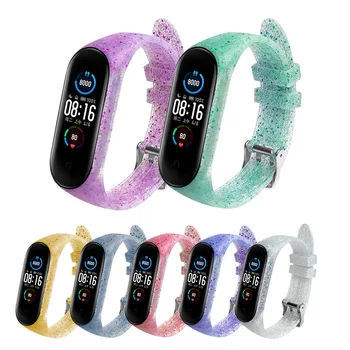 

Seven Color For Mi Band 4/5 Bracelet Women Shiny Smart Accessories High Fit Silicone Strap Wristband for Xiaomi Mi Band 5 NFC