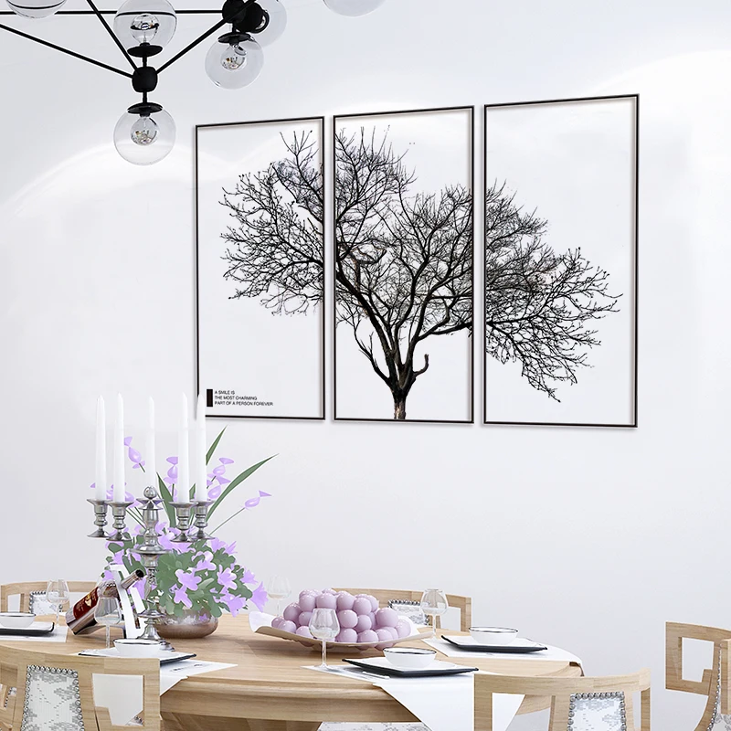 Черное дерево наклейки на стену DIY Nordic Стиль Wall Art для гостиной спальни ресторана