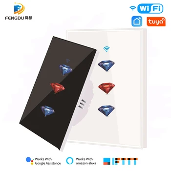 

US Tuya Smart Switch 1 2 3 Gang Light Smart Switch 2200W WiFi Voice Control Timer Function Home/Office Google Assistant Alexa