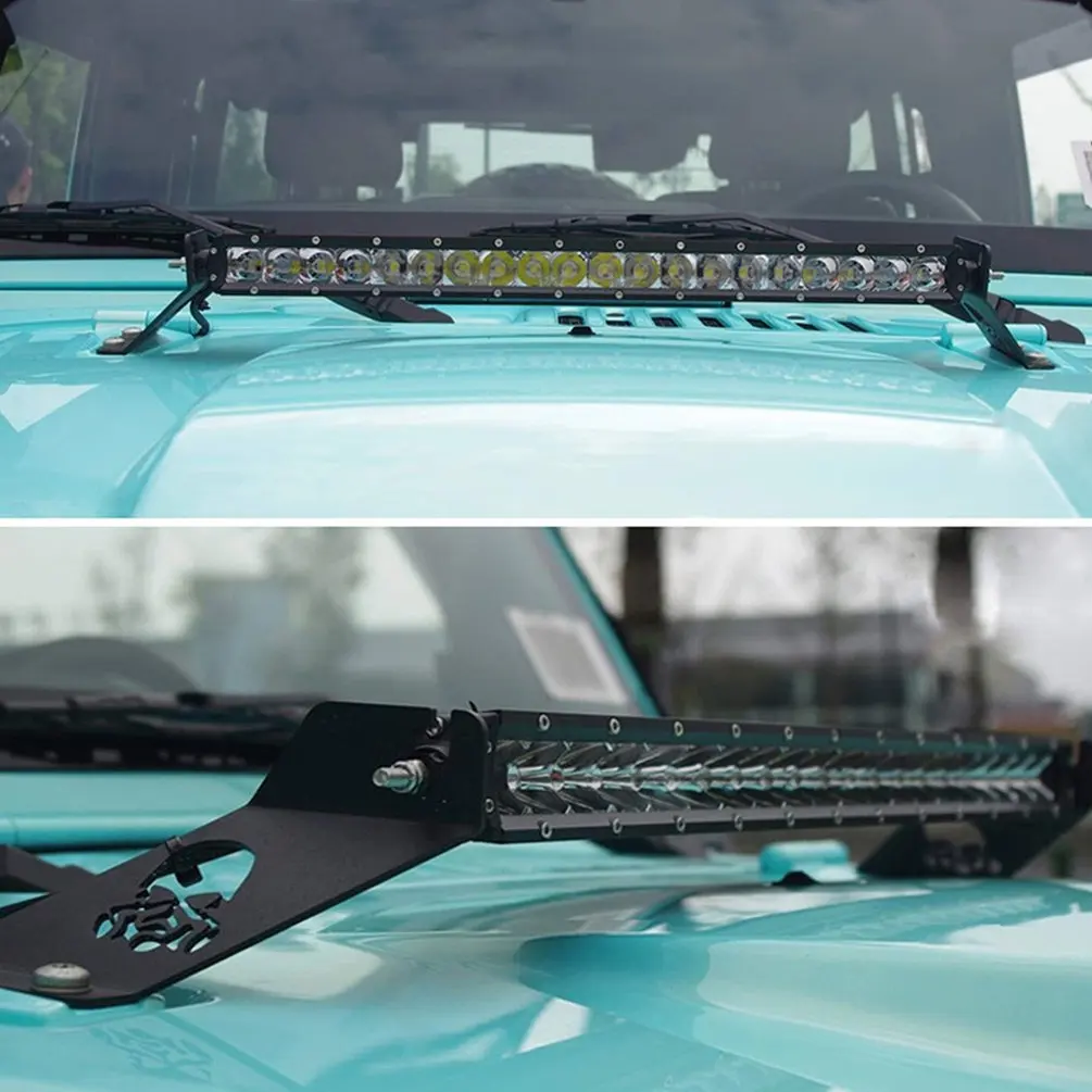 Для 2007-UP Jeep Wrangler JK светодиодный фонарь с черепом и капотом КРЕПЛЕНИЯ КРОНШТЕЙНЫ подходят 20-2" прямой светодиодный фонарь для работы