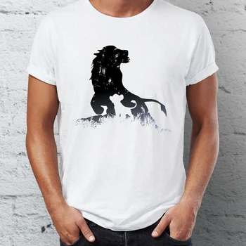 

Marvel Men T Shirts A King is Born Lion Mufasa and Simba Artsy Tee Summer/Autumn O-neck T-shirts For Adult