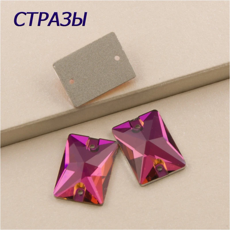 

CTPA3bI 3250 Rectangle All Sizes Fuchsia Flat Back Crystal Sew On Rhinestone Beads Natural Stone For Making Jewelry