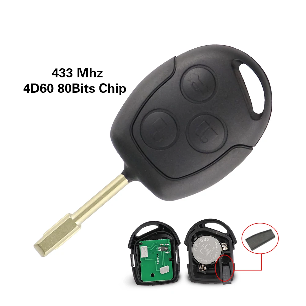 Chiave/Telecomando Per Ford Focus 2 Fiesta Transit Mondeo Fusion Galaxy Transit 433mhz 4d60 4d63 40 80 Bit Di Chip - 3 Tasto Ford - H9c44f78c6406477991ac24287de0fff7E
