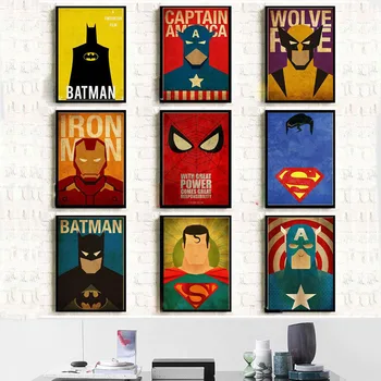 

Marvel Minimal Super Heroes Vintage Posters For Home Decor Wall Art Canvas Painting Movie Poster Wall Picture For Living Room
