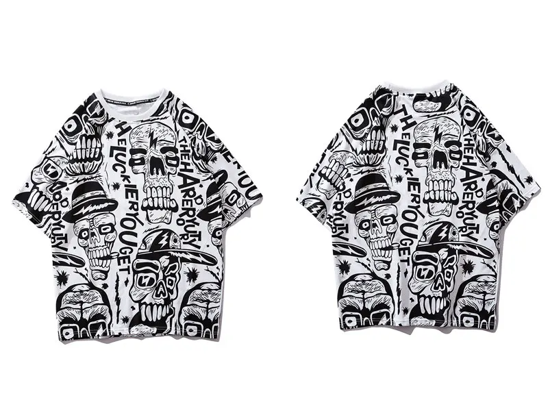 Skull Graffiti Print Tshirts 2