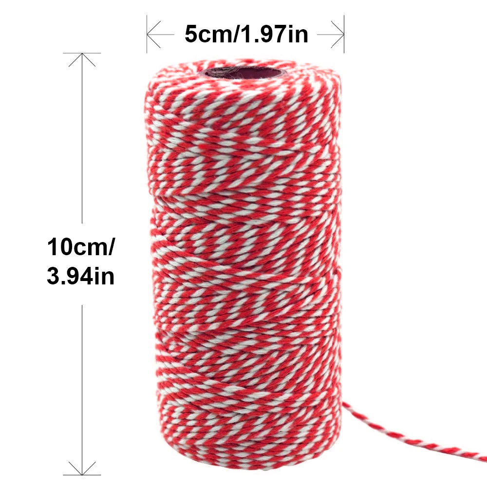 Two Colors Cotton Baker Twine Rope Cord Christmas Wedding Decoration Gift Packaging String DIY Gift Crafts Wrap 100Meter/Roll cotton rope packaging cord