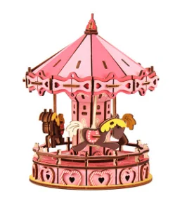 

baby room decoration Gifts Unisex Wooden Christmas Horse Carousel Box home decor 1pc