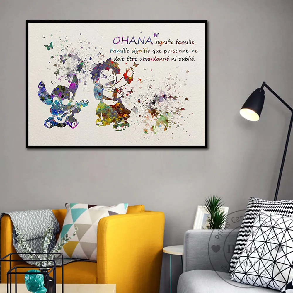 5 panneaux Impression HD du film Lilo & Stitch personnage peinture sur  toile poster art mural décoration de la maison chambre d'enfant chambre  photo