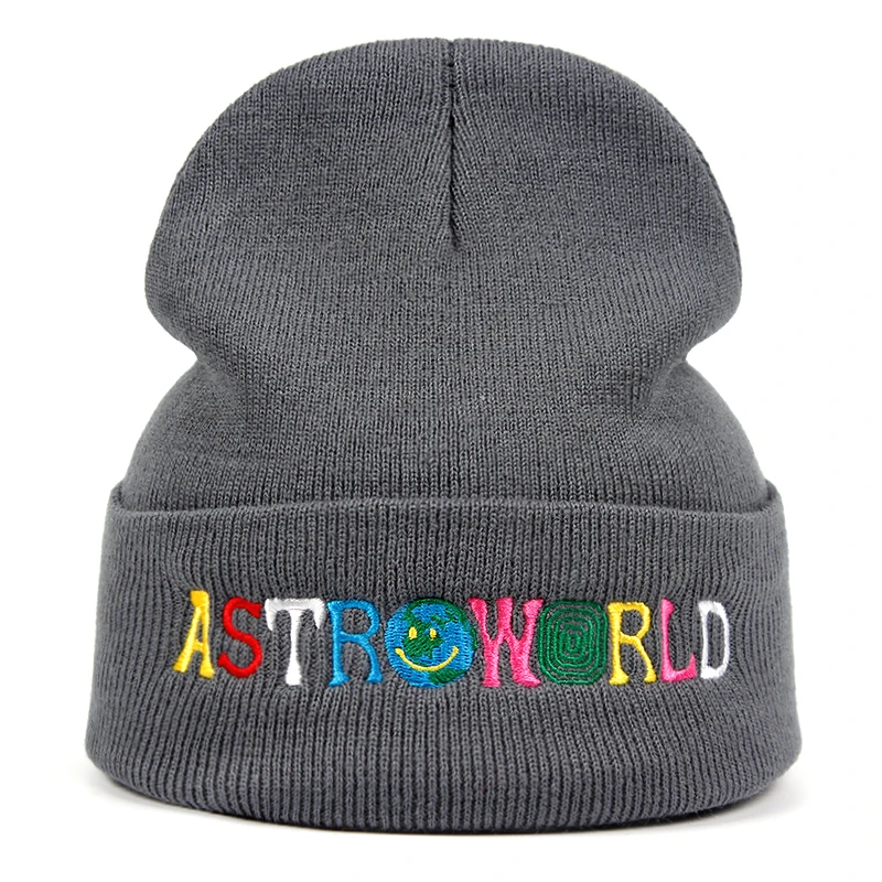 Travi$ Scott вязаная шапка ASTROWORLD Beanie вышивка Astroworld Лыжная теплая зимняя унисекс с изображением Трэвиса Скотта Skullies& Beanies