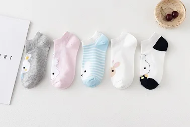 Новинка; милые носки kawaii; женские мягкие дышащие хлопковые носки с рисунком кролика и лодыжки; модные удобные повседневные носки - Цвет: Combination packages