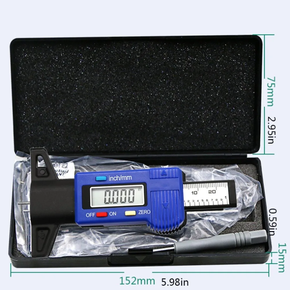 Автомобильный цифровой измеритель глубины протектора для шин 0-25,4 мм, измерительный прибор, штангенциркуль с ЖК-дисплеем, система мониторинга шин Tpms