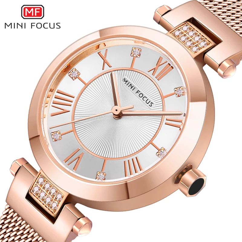 

MINIFOCUS Women Watches Waterproof Rose Gold Stainless Steel Mesh Strap Brand Luxury Fashion Casual Ladys Watch Reloj Mujer Relogio Feminino Montre Femme