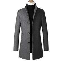 Laamei бренд Для мужчин пальто осень-зима Новые однотонные Цвет высокое качество Для мужчин пальто Повседневное пальто из смешанной хлопковой ткани мужской