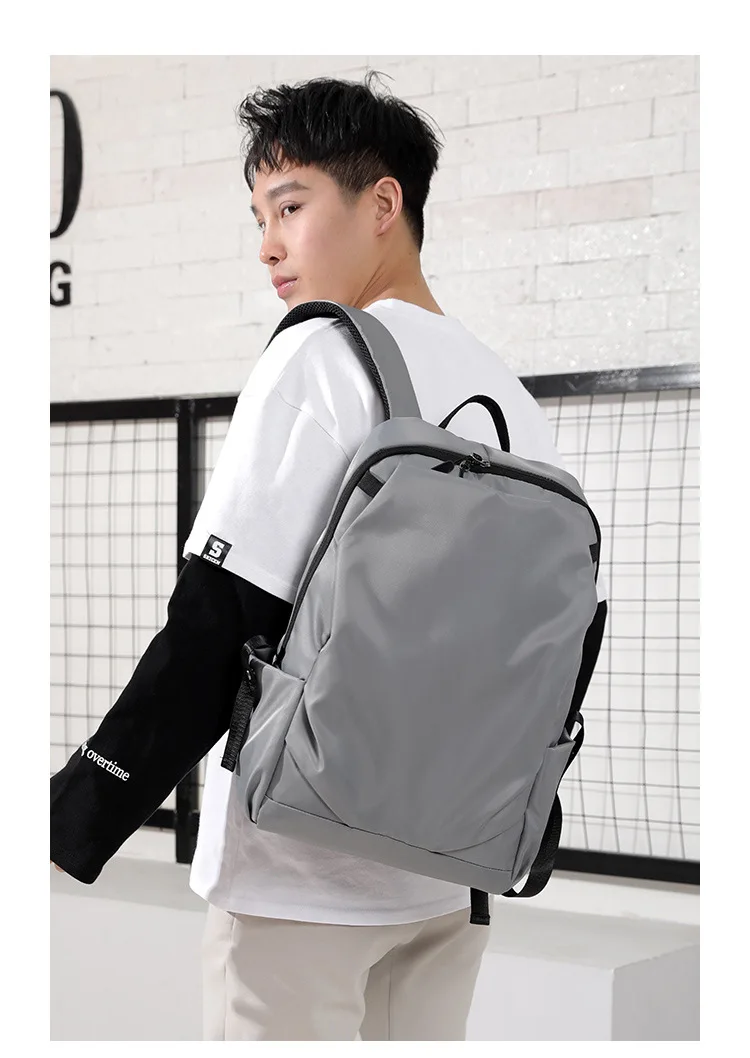 15.6 inch Laptop Backpack Men Waterproof Travel Business USB Backpacks Students School Back Pack Bag Black Grey Leisure Rucksack (21)