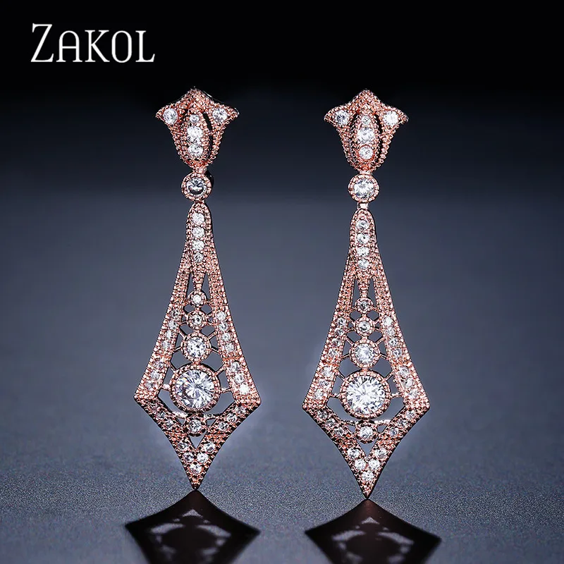 ZAKOL роскошные женские висячие серьги в европейском стиле с чешским камнем форме