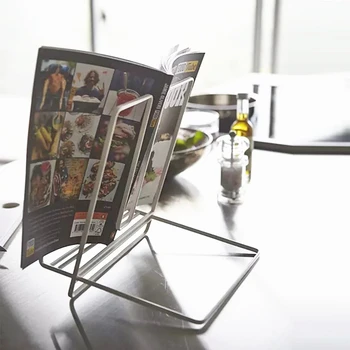

Iron Desktop Storage Stand Rack Cookbook Display Shelf Kitchen Organizer Book Container Accessories Tools