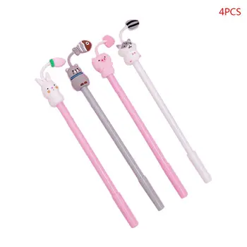 

4pcs Kawaii Cartoon Hamster Pig Black Ink Gel Pen Signature Pens School Office