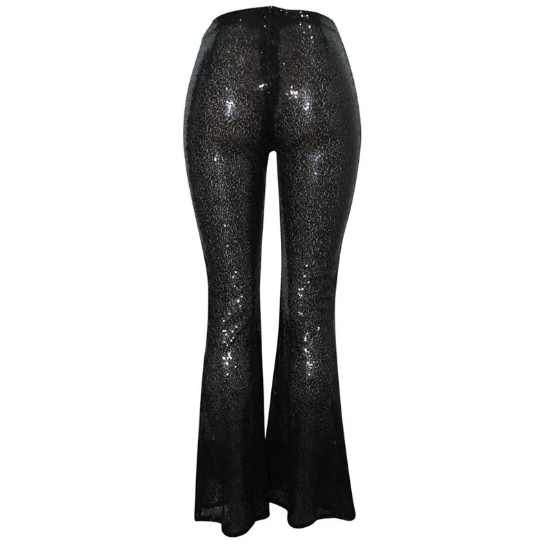 Женские панталоны с блестками для ночного клуба, повседневные широкие леггинсы с высокой талией, длинные штаны, dames broeken