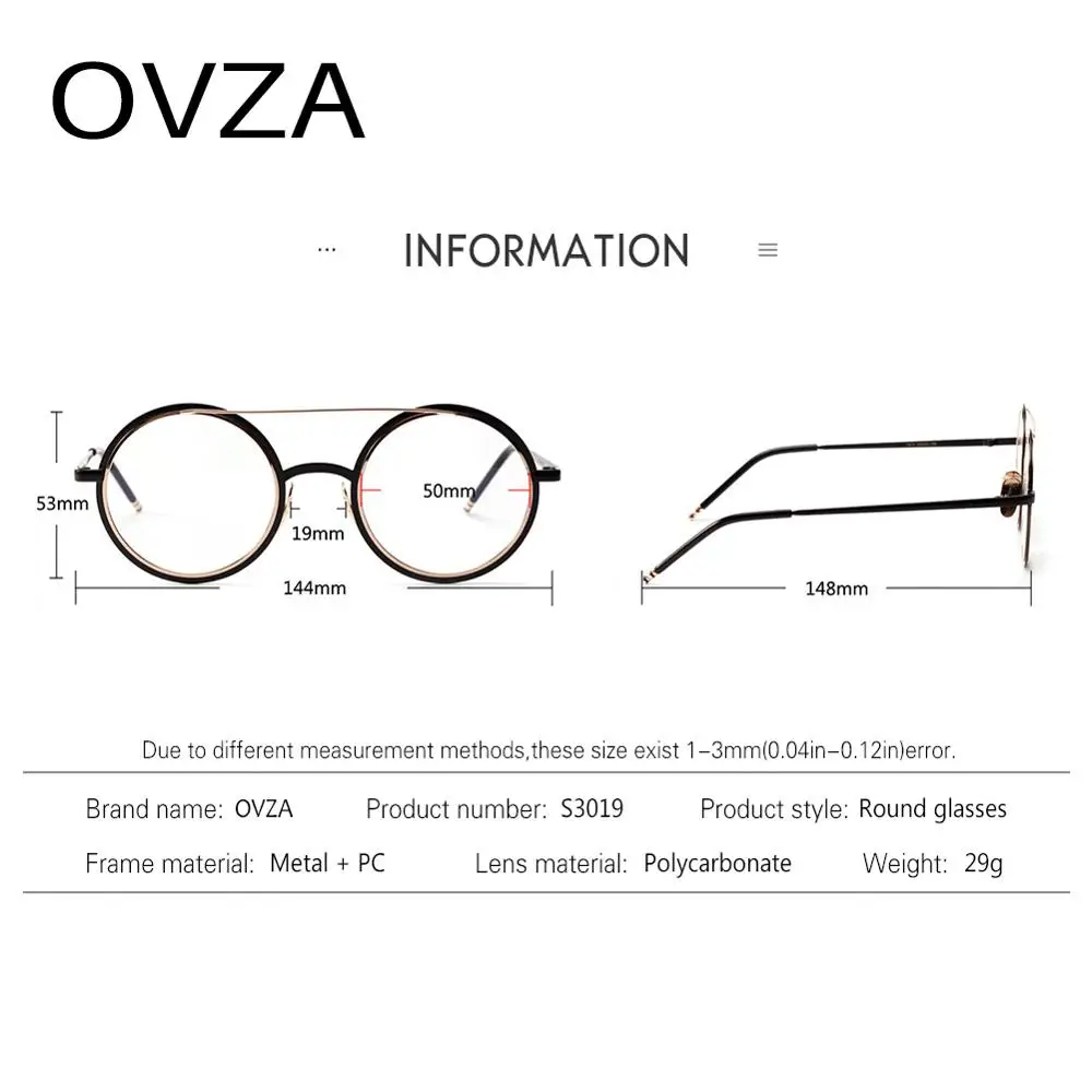OVZA круглые оправы для очков женские Ретро оправы для очков Мужские Винтажные стиль S3019