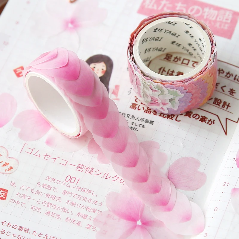 Rollo de pétalos de flores Washi Tape DIY, hojas para diario, pegatinas, suministros, cinta adhesiva, 200 Uds.