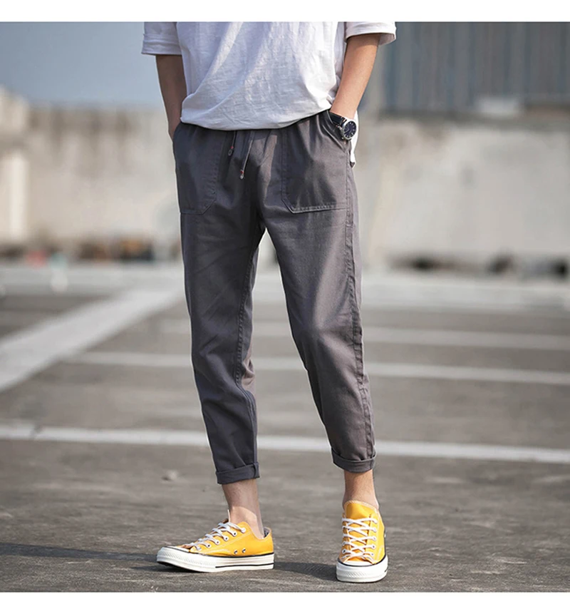 2019 Новые мужские повседневные брюки свободные мягкие дышащие брюки длиной до щиколотки Легкие мужские брюки-карандаш Harlan модные