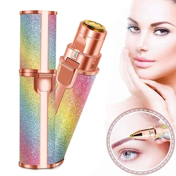 

2 In 1 Electric Eyebrow Trimmer Women Shaver Painless Epilator Portable Makeup Facial Body Hair Remover Lipstick Shape Depilator