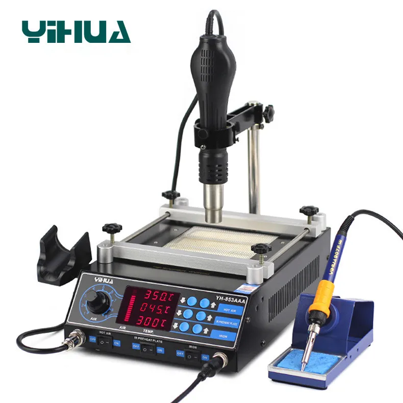 YIHUA 853AAA паяльная станция, паяльник, сварочная станция, станция предварительного нагрева PCB, подогреватель, паяльная станция, пистолет горячего воздуха