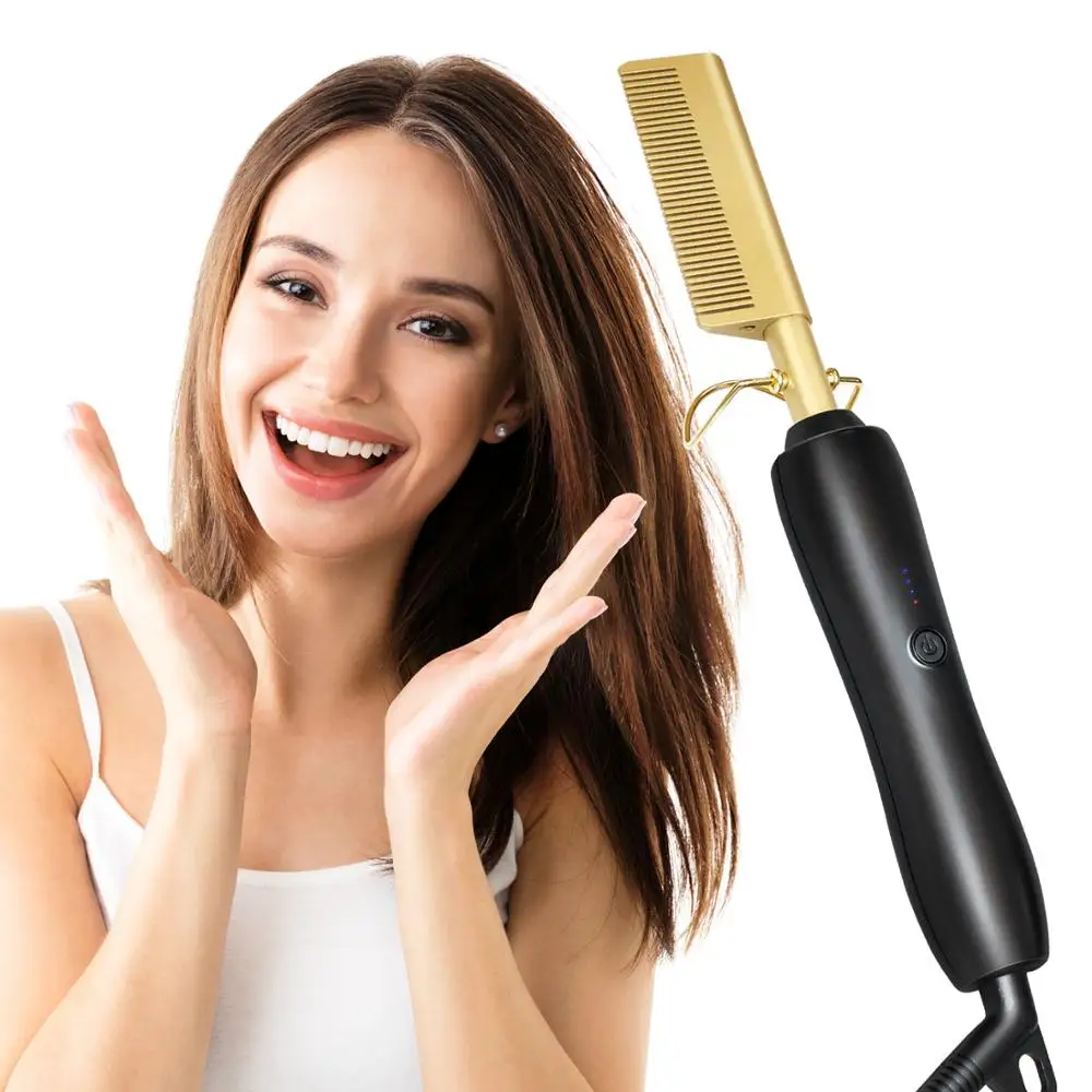 Electric Comb Straightener High Heat Press Hot Comb Hair Straightening Electric Comb Environmentally Friendly Titanium Alloy