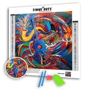 

5D Crystal Diamond Painting Stich Kits Full Drill AB Round Rhinestone Mosaic Art Dazzling Musical Instrument Embroidery Sticker