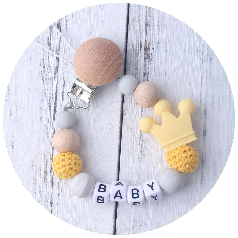 Baby toy 8 Детский деревянный браслет для прорезывающихся зубов, пищевая Корона, бусинки из бука, жевания, медсестры, соска, зажим, держатель, силиконовая соска, цепочки, прорезыватели, игрушки - Цвет: Baby toy 8