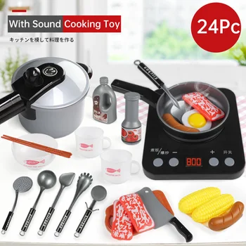 

24Pcs/Set Microwave Oven Appliances Egg Pretend Play Kitchen Set Cooking Play Food Set Toy Simulation With Meat Toy Gift D200