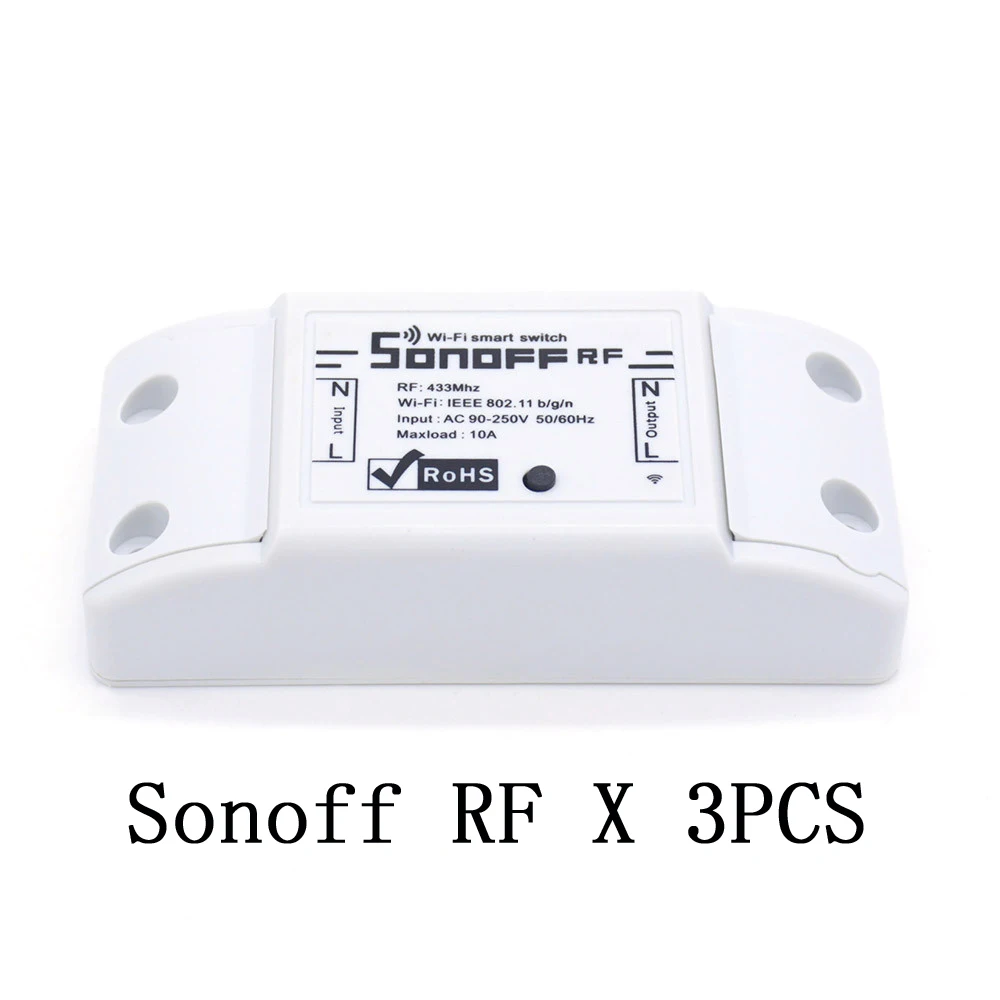 SONOFF RF WiFi беспроводной выключатель прерыватель 433 МГц RF приемник Интеллектуальный DIY пульт дистанционного управления для умного дома 10A - Комплект: SONOFF RF 3PCS