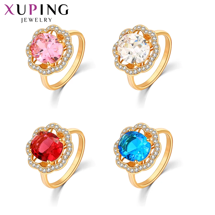 Finger Rings,Womens Ring,Jewelry Rings,Ring Jewelry Xuping Jewelry Fashion Simple Multicolor Stone Promotion Gold Plated Charm Ring for Women Girl Rings 13147