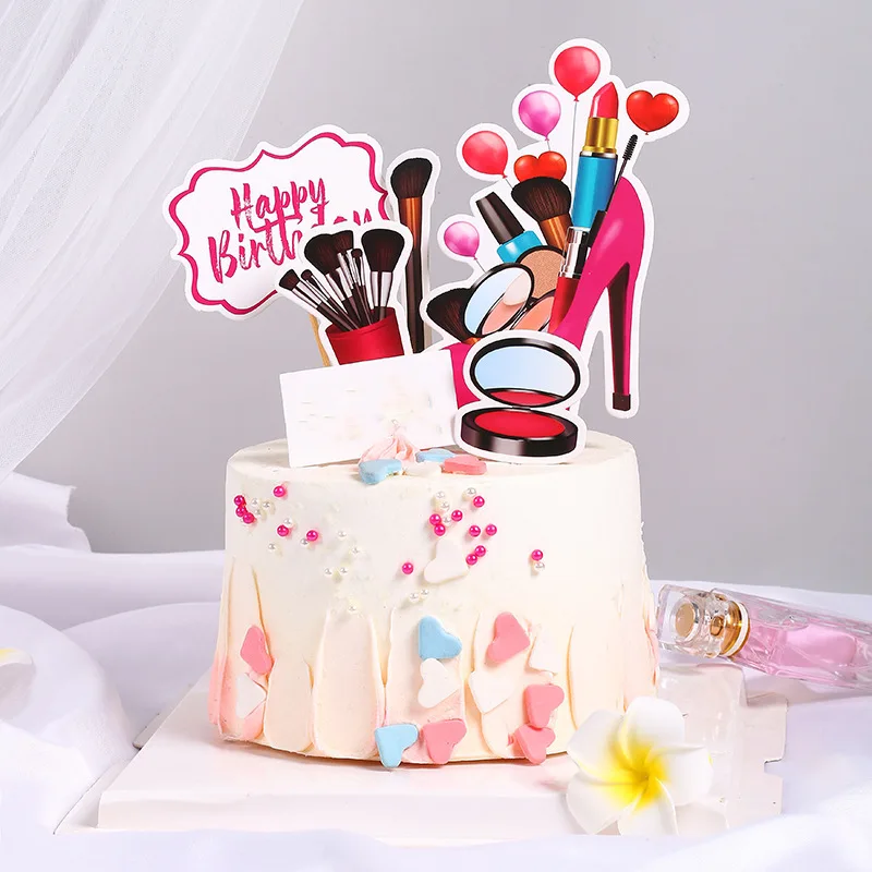 Decoration De Gateau A Talons Hauts Pour Fille Rouge A Levres Cosmetiques Toppers De Cupcake Pour Fete D Anniversaire Decoration De Gateau Dessert Joyeux Anniversaire 1 Se Aliexpress