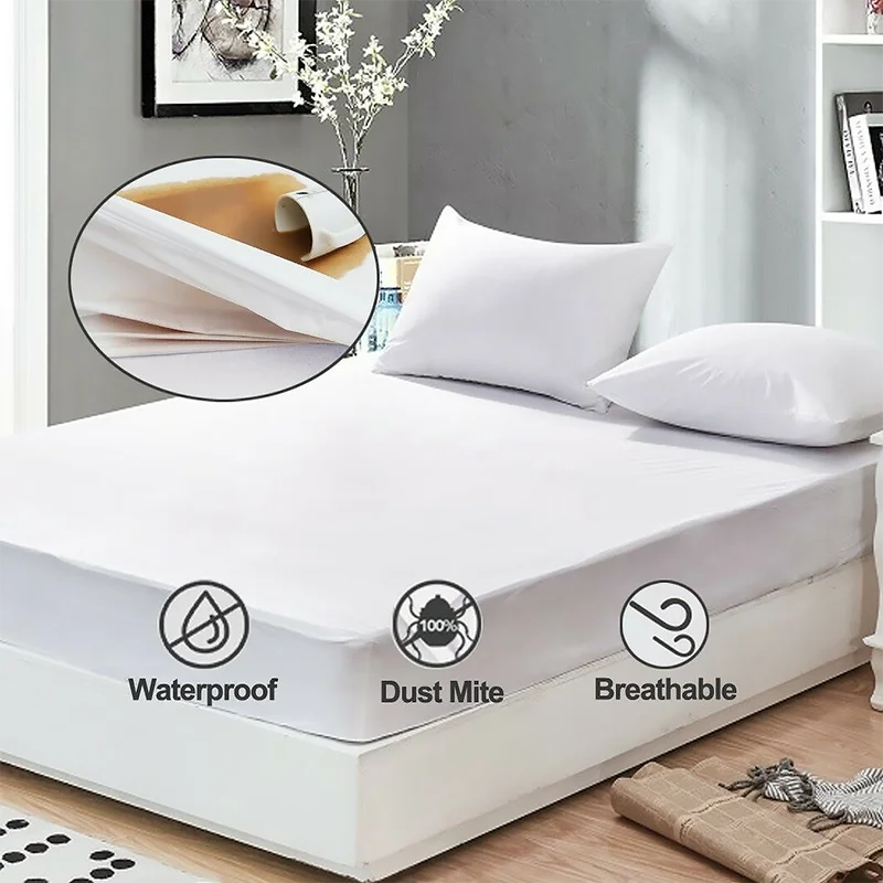 Waterproof Mattress Pad Protector Cover Anti Mites Bed Fitted Sheet Topper Breathable Elastic Rubber Band | Дом и сад