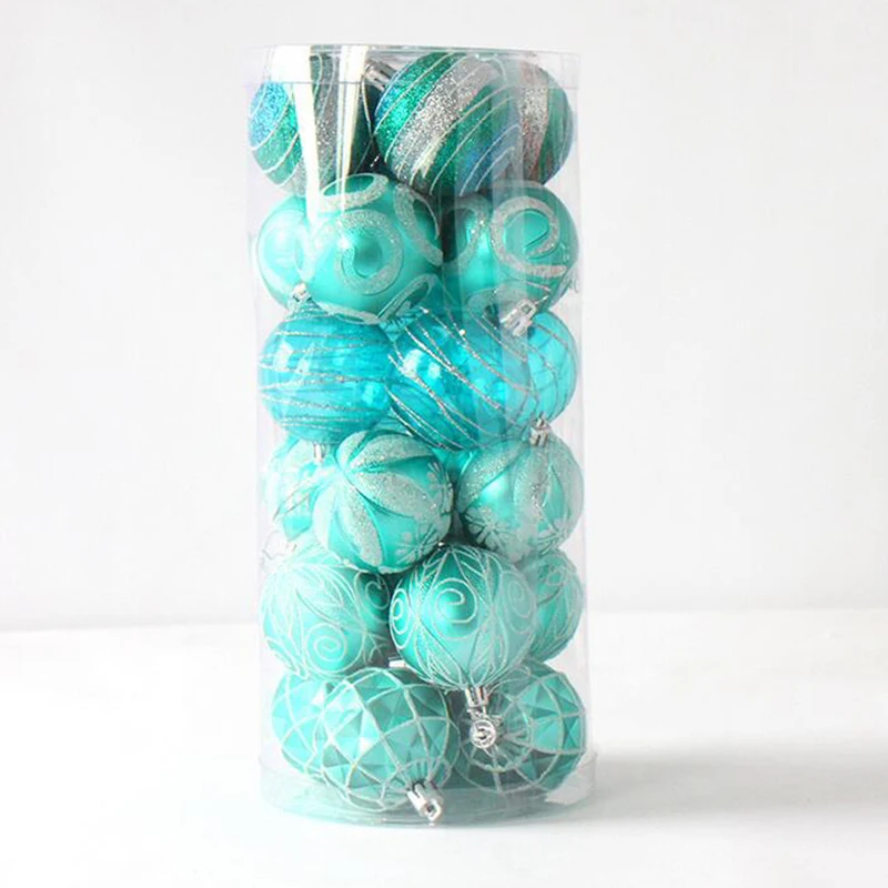 

24pcs/lot Painted Mixed Christmas Tree Balls Baubles For Home Window Furnishings Display Christmas Decoration Ball