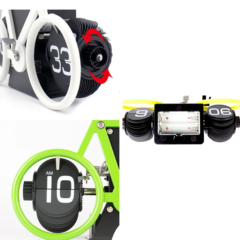 Креативные флип-часы в форме велосипеда, настольные часы с будильником, часы для путешествий, домашние декоративные часы