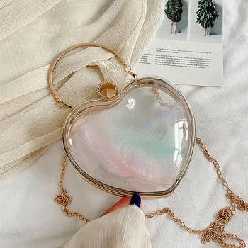 

Transparent Small Totes With Metal Handle 2020 Summer New High-quality PVC Women's Designer Handbag Chain Shoulder Messenger Bag