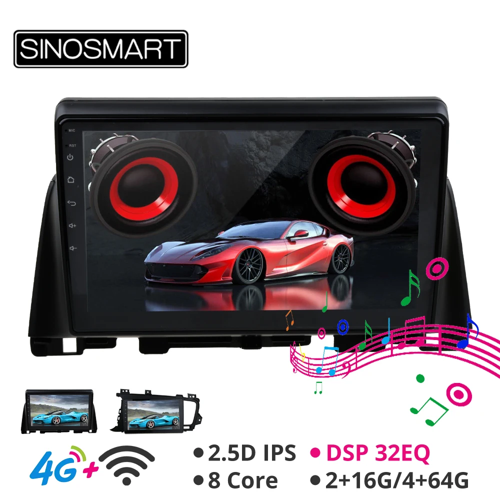 Sinosmart Android 8.1 Car GPS Navigation Radio for Kia K5 Optima 2011-2017 2din 2.5D IPS/QLED Screen
