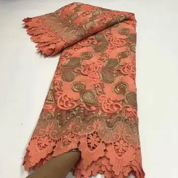 

New arrival african lace fabrics high quality 2020 France cord lace guipure lace fabric for Nigerian beaded lace