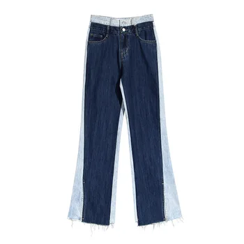 

WOMENGAGA 2020 Summer New High Waist Trousers Patchwork Panelled Tassel Wide Leg Jeans Loose Casual Streetwear Girl Female A8x76
