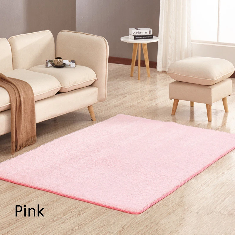Pink Нескользящий мягкий короткий плюшевый ковер современный Впитывающий Коврик для гостиной коврик для кофейного столика Подушка для спальни Пушистый Коврик для йоги A006A - Цвет: Pink