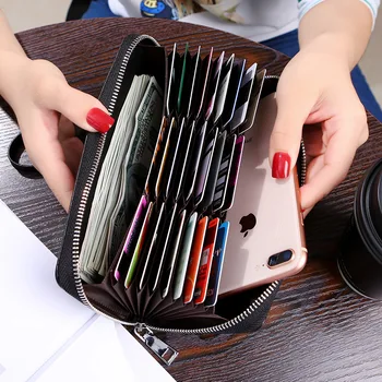 

Accordion Card Bag, Wallet, All In One, Men's and Women's Multi Card Position, Large Capacity Card Bag, Women's Long Zipper Card