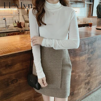

Vintage Striped Women Short Skirt Elegant High Waist Zipper Up Solid Slim Thick Female A-line Skirt Autumn Winter Ladies Skirt