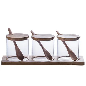 

3Pcs Spice Rack Seasoning Box Glass Jars Spice Container with Lid Spoon Kitchenware Storage Tank