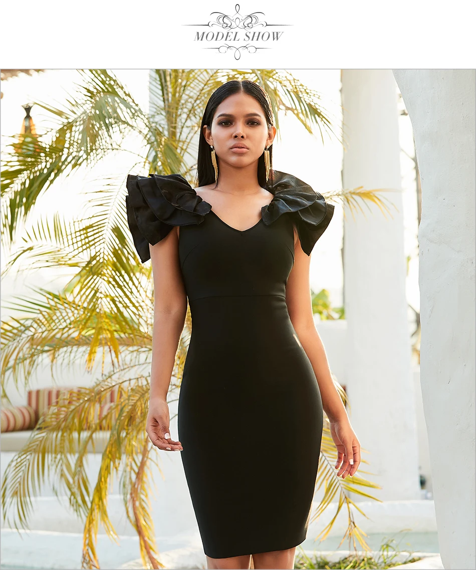 Adyce, новое летнее черное Бандажное платье с оборками, женское сексуальное облегающее платье без рукавов, Клубное вечернее платье в стиле знаменитостей Vestidos